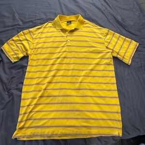 Nike Golf Yellow Striped Polo Shirt ASU Arizona State University logo on sleeve